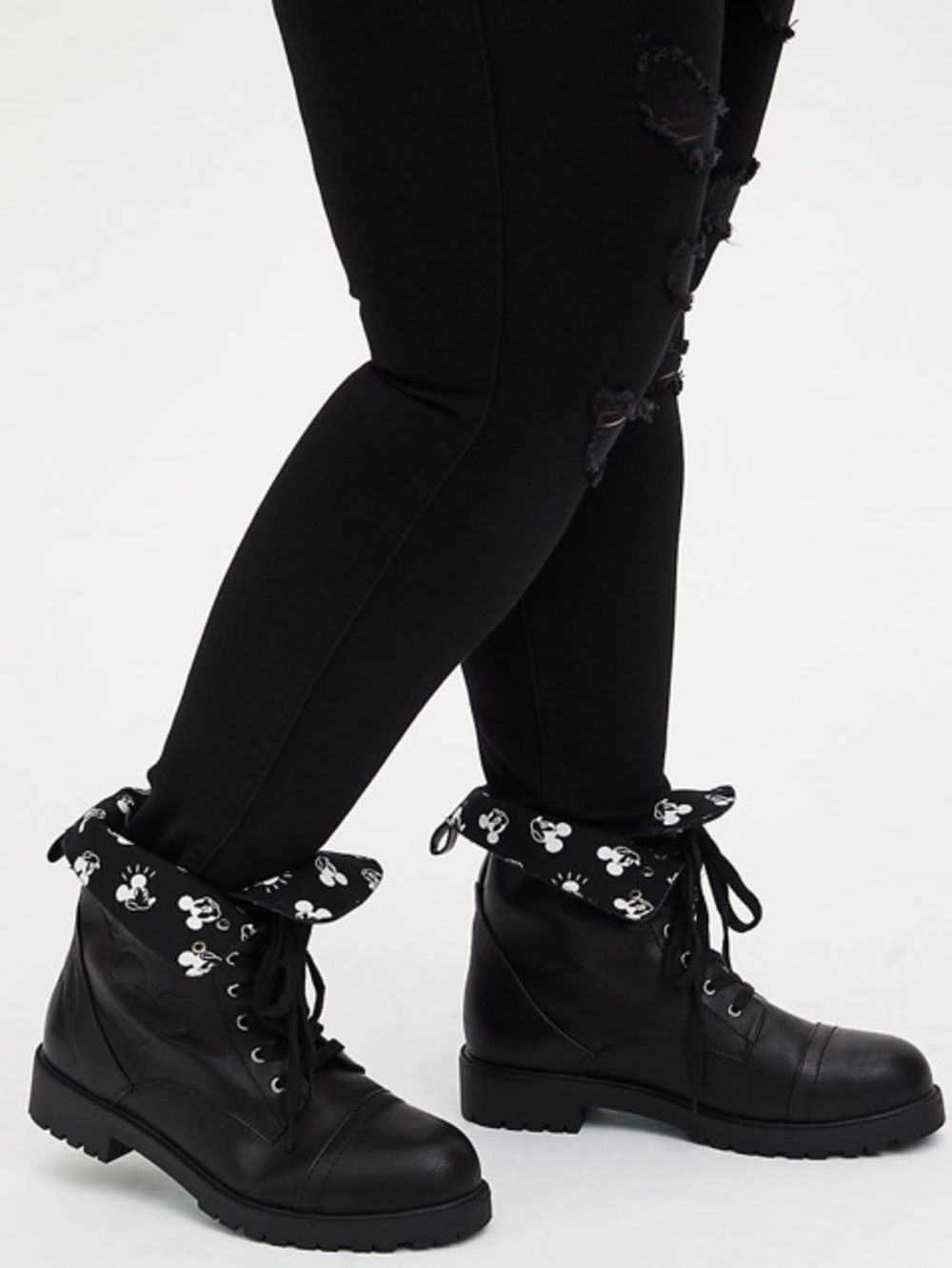 NWT US 10WW Torrid Disney Mickey Mouse foldover combat boots
